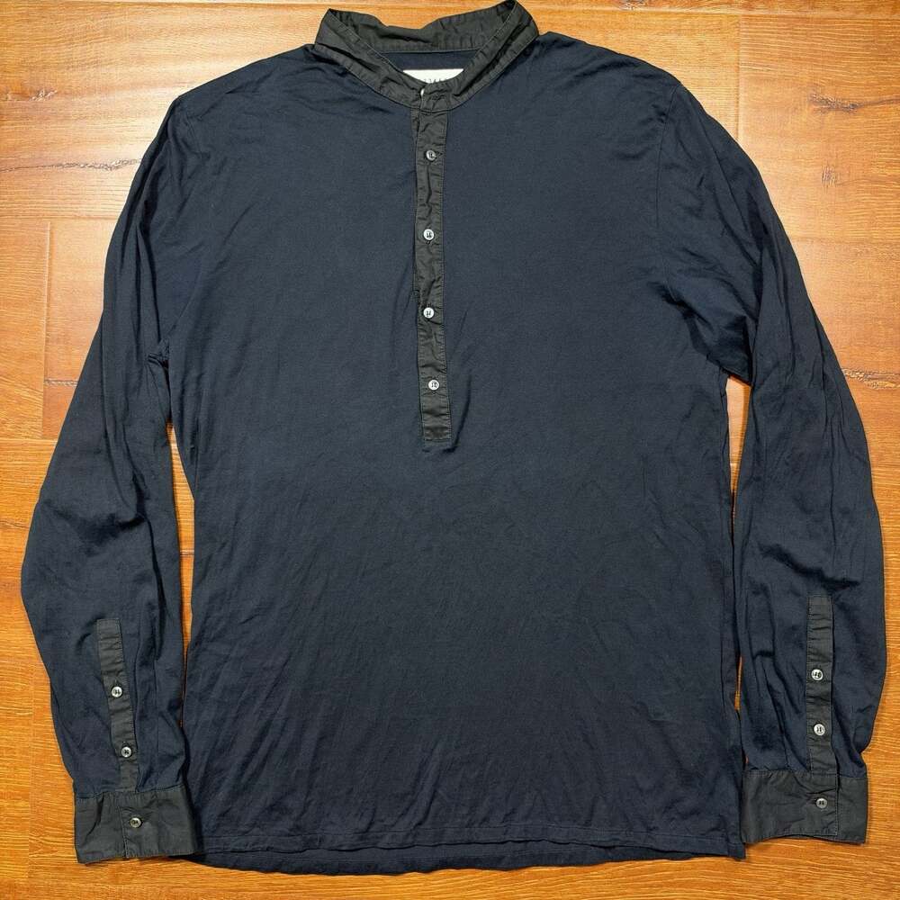 Maison Margiela Henley T Shirt Mens M Black Long Sleeve Cotton Italy Designer 14